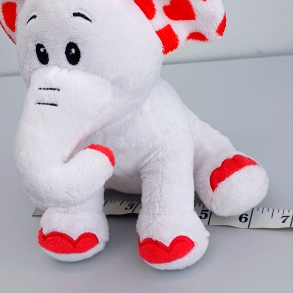 -RBI RON BANAFATO White ELEPHANT With Red HEART EARS Lovey Valentine's PLUSH 7โ - Picture 9 of 10